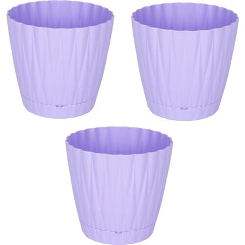 Veramaya 3 Pcs Plastic Oyster Flowerpot No:4 Lilac 5,5 Liter 22x20 Cm
