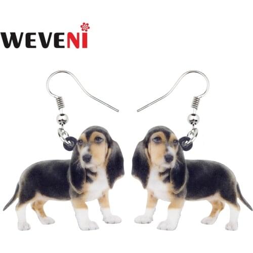 WEVENI Acrylic Gift Basset Hound Dog Earrings Dangle Drop New Trendy Animal Jewelry For Women Girls Female Gift Dropship Brincos