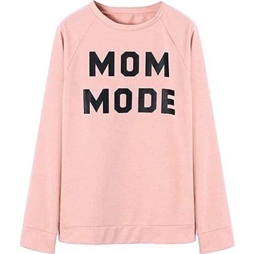 Women Sweetshirts Casual Loose Autumn Long-sleeved Pullover Tops Korean Style Simple And Pure Pink Letter Printing Round Neck