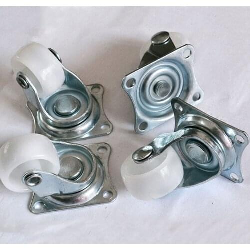 1PC Universal Swivel Casters 1" Furniture Wheel Castor White PP Nylon Dual Roller Wheel Platform Trolley Chair Fixed Swivel