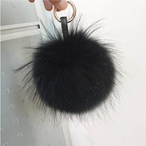 100% Real Raccoon Fur Pom Accessories Chain Mixed Colors Big Size Ball Bag Accessories Keychain Fur