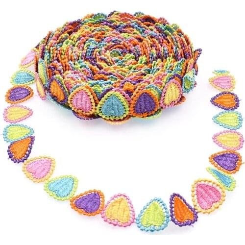 15 Yards Colorful Love Fabric Embroidery Polyester DIY Lace Applique Sewing Craft Lace Edge Trim Ribbon Edging Trimmings