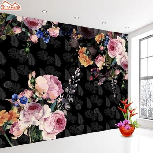 Custom 3d Walls Murals for Living Room Girl Background Pink Rose Retro Floral Wallpaper Self Adhesive Wall Decor Papel De Parede