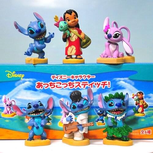 6piece/lot Anime Cartoon Lilo & Stitch Angel Kawaii Mini PVC Figure Q Verison Dolls Toys with retail box
