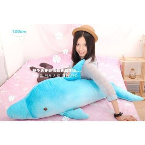 Big size lovely plush dolphin toy stuffed huge blue dolphin pillow birthday gift toy about 120cm 0192