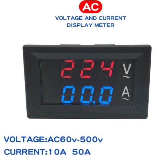 AC 10A 50A Electronic Digital Voltmeter Ammeter LED Display Voltage Regulator Volt AMP Meter Tester Auto Car