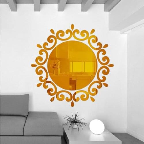 JM019 46cm*46cm Sunflower Mirror Wall Sticker Living Room Bedroom Home Decoration Odorless Removable self adhesive sticker