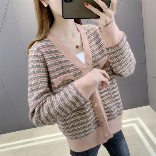 Cardigan womens early autumn 2021 new Korean loose small fragrance sweater coat womens sweater long sleeved top