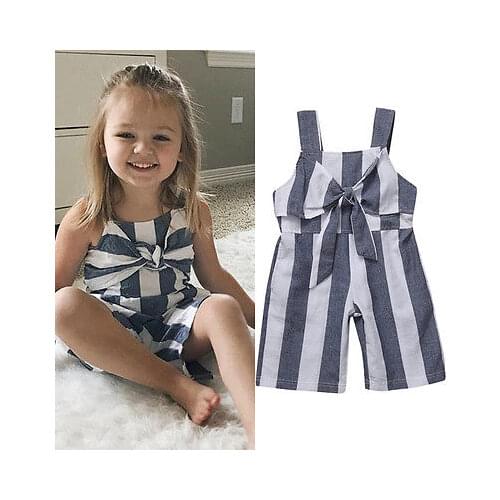 Summer Baby Girls Kid Girl Jumpsuit Striped Romper Sunsuit Outfit Fashion Halter Sleeveless Clothes Casual Cute Rompers