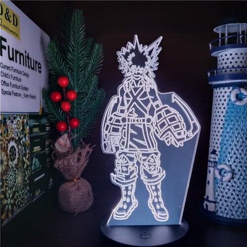 My Hero Academia 3D Led Bakugou Katsuki Night Lights Visual Figma Anime Lamp Bedroom Decor for Room Novelty Lighting