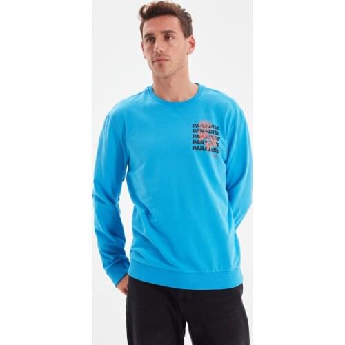Trendyol Men 'S Regular Fit Long Sleeve Cycling Neck Printed Sweatshirts TMNAW22SW0572