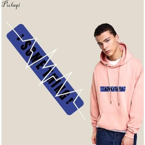 Pulaqi Cool Logo Something Iron On Transfers Heartbeat Patches Heat Thermal Transfer For Men Kids Women Clothes DIY F