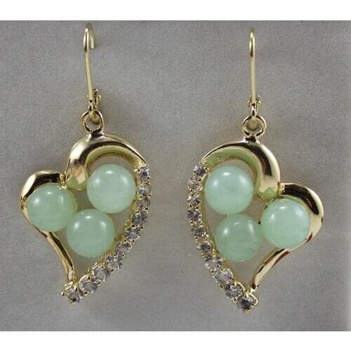 Latest Round jade With Heart-shape Stud Earring 8mm