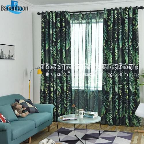 New Nordic Style Curtains Living Room For Bedroom Window Digital Printing Tropical Rainforest Curtain Plant Ah82