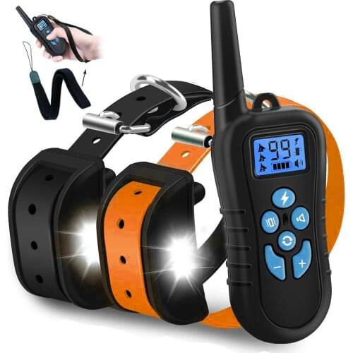 Dog Training Bark-stop Collar Electric Waterproof Rechargeable Pet Training Tool with LCD Display Shock Vibration Sound for dogs