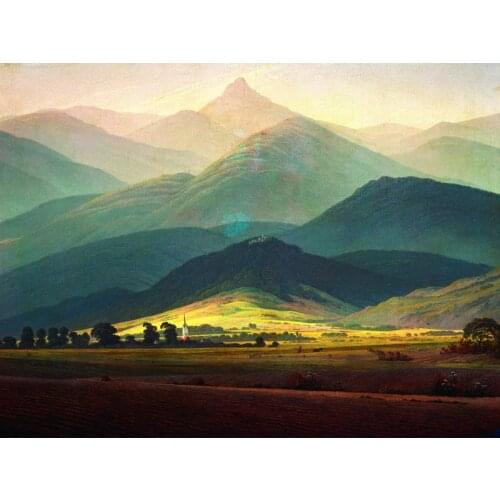 Scenery canvas painting landscape prints poster Imagich Top 100 print Mountain view of Riesengebirge by Caspar David Friedrich