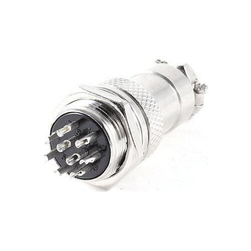 Industrial Panel Mount GX16-9 16mm 9 Pin Metal Aviation Connector Plug 2pcs