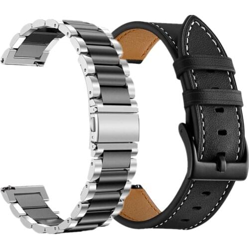 Watchband sets for samsung gear s3 Frontier/Classic band active 2 40mm 44mm 20mm 22mm stainless steel and leather wrist strap