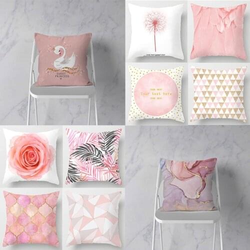 Pink Pillowcases Square Pillow Cases Polyester Sofa Bed Decorative Pillow Cover Home Supplies 2020 New Home Textile Products