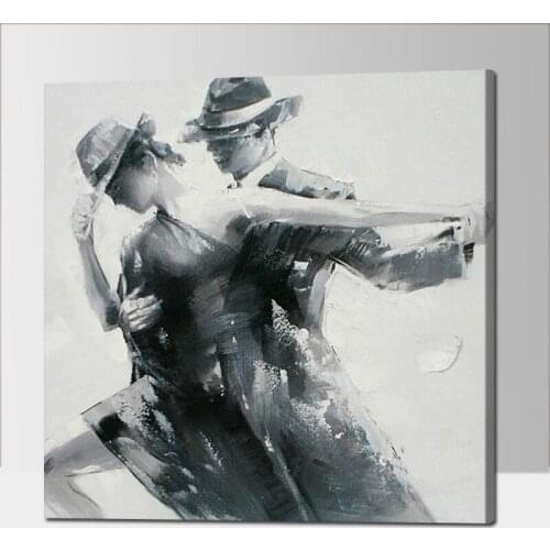 Hand Painted Modern Abstract Oil Painting on Canvas Wall Art for Living Room Decor Gift Couple Dancer Picture Canvas Painting