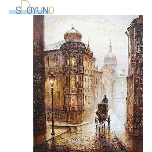 SDOYUNO 60X75cm Paint By Numbers Landscape DIY Oil Painting By Numbers On Canvas Russian Street Frameless Digital Hand Painting