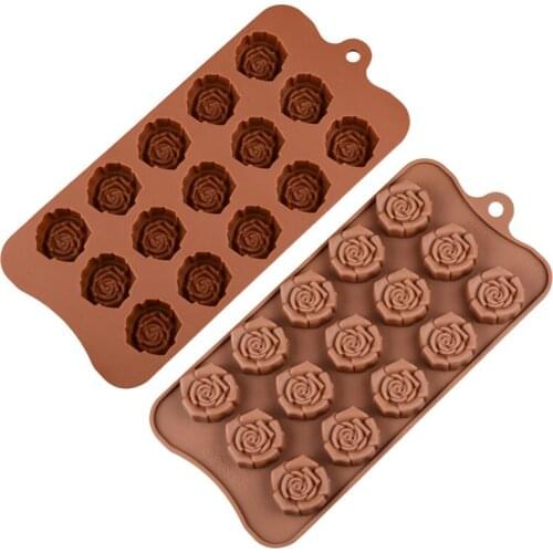 Silicone 15 Rose Flower Shape Chocolate Molds Cake Moulds Cake Decorating Tools Jelly Ice Molds Cake Mould Bakeware