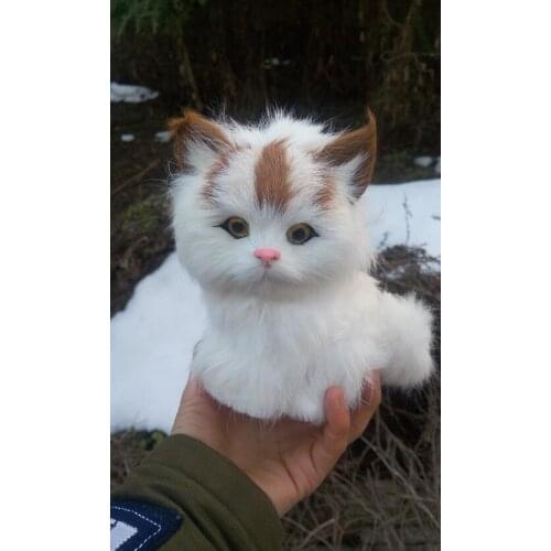 Cute simulation cat polyethylene & fur big head cat model gift about 15x15cm179