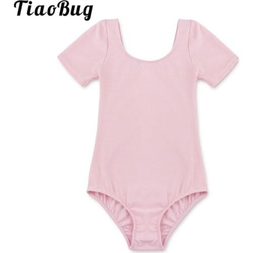 TiaoBug Kids Girls Short Sleeve Stretchy Ballet Leotard Dancewear Professional Gymnastics Leotard Children Sports Dance Costume