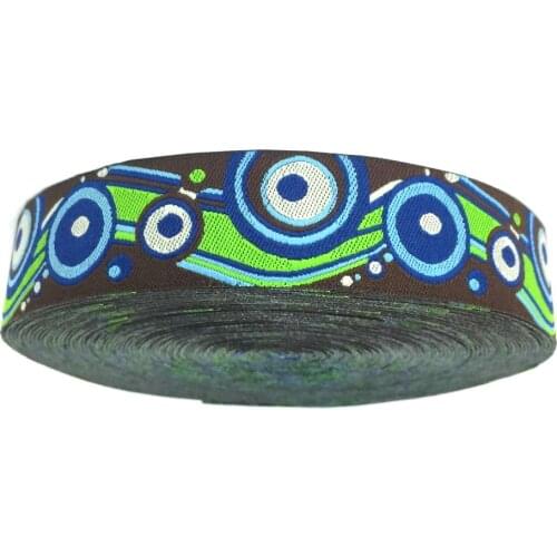 ZERZEEMOOY 7/8" 22MM 10yards/lots Brown Background Geometry Dog Collar Ribbon Woven Jacquard Ribbon