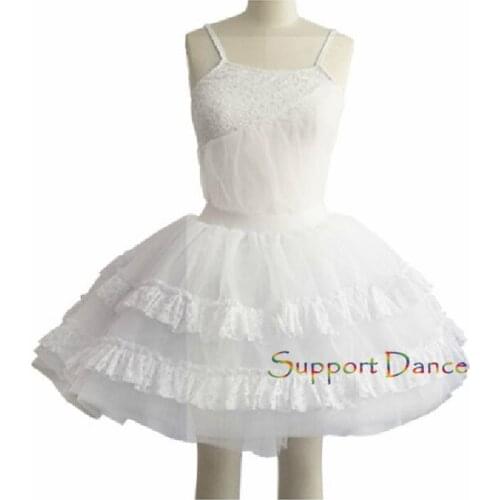 Support Dance Girls Women White Fairy Lace Ballet Tutu Dress Kids Adult Performance Dance Costume C8