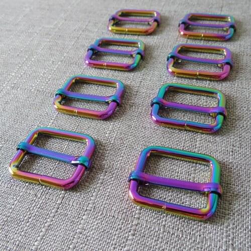 1pcs 25mm 1'' Colourful Webbing Metal Adjuster Slider Bag Handbag Pet Dog Collar Sewing Accessories Purse Straps Belt Buckle