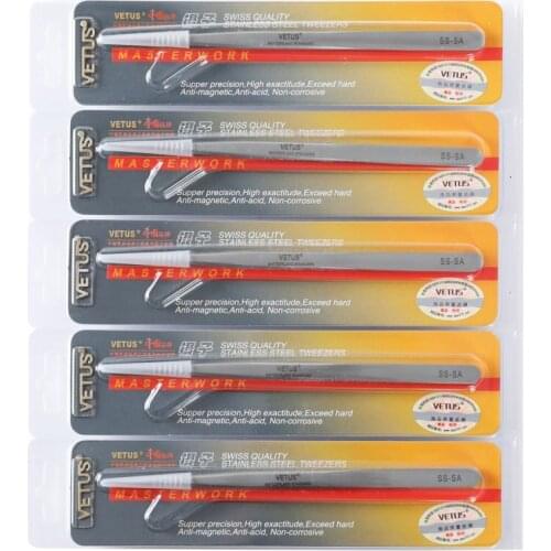 10pcs/Lot Vetus Eyelash Tweezers Stainless Steel Anti-static Eyebrow Tweezers