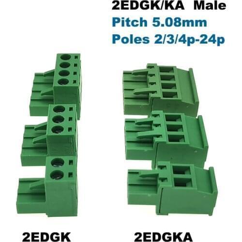 10Pcs Pluggable PCB Screw Terminal Block Connector Pitch 5.08mm 2/3/4/5/6/7/8/9/10P Male Morsettiera 2EDGK/KA Plug-in Bornier