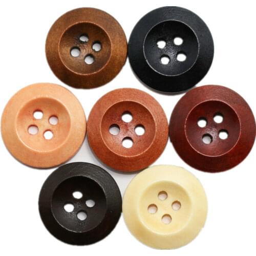 100pcs/lot Round Natural Wood Vintage Buttons for Clothing Shirt Felt Overcoat Flat Back Scrapbooking Decoration Accessories