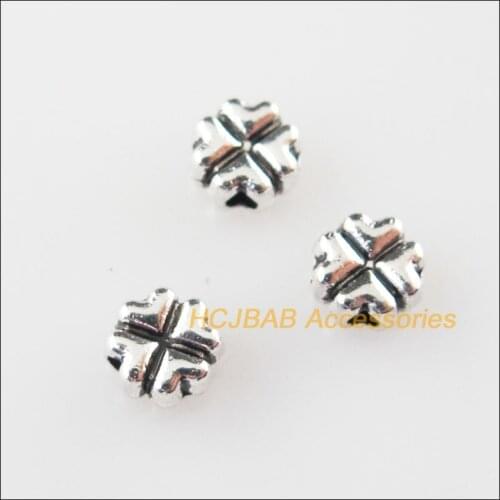 140Pcs Tibetan Silver Color Heart Clover Spacer Beads Charms 5mm