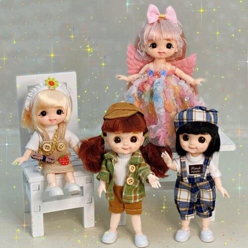 16cm Girl Princess Dress 1/8 Ob11 Dolls Childrens Toy Gift Mini BJD Baby Fashion Dolls
