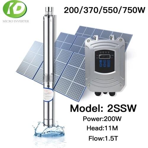 2INCH 200W DC 24V Micro Solar Deep Well Water Pump machine Head 11M flow 1.5T/H for home and agriculture