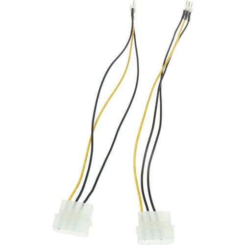 2Pcs 4Pin IDE to 3Pin Computer Cable Adapter CPU/Case Fan Power Connector