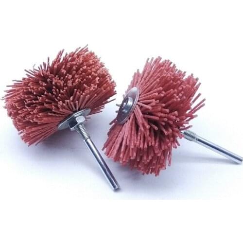 New 4pcs Red Nylon Radial Polishing brush Grinding wheel Abrasive wire brush for wood furniture polishing 6mm shank