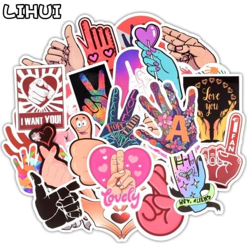 50 PCS Gesture Stickers Trendy Funny Finger Hand Sign Scrapbooking Sticker to DIY Skateboard Phone Laptop Car Kawaii Diary Decal