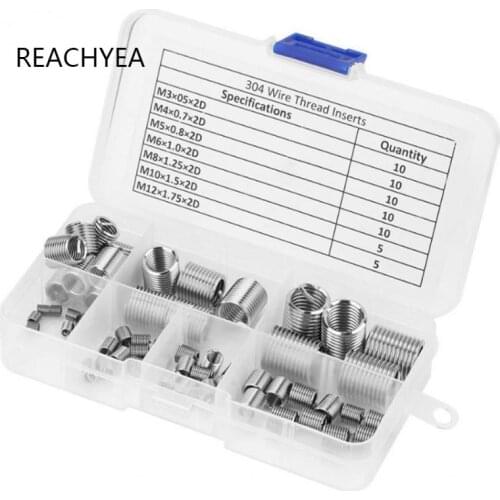 60Pcs 304 Stainless Steel Thread Repair Insert Kit M3 M4 M5 M6 M8 M10 M12