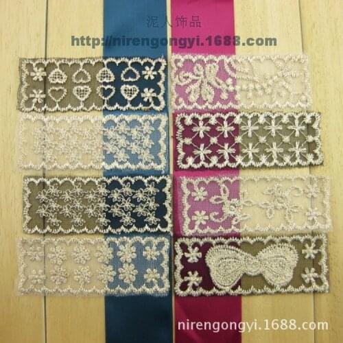 85x32mm Rectangle transparent lace grenadine Polyester lace Diy Handmade Patchwork Apparel Sewing lace Fabric 10pcs/lot