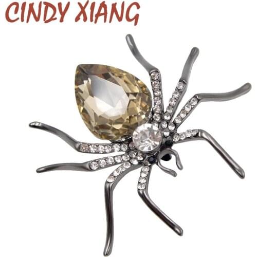 CINDY XIANG 3 Colors Choose Crystal Spider Brooches for Women Fashion Gun-black Plated Insect Brooch Pin Exquisite Jewelry Gift