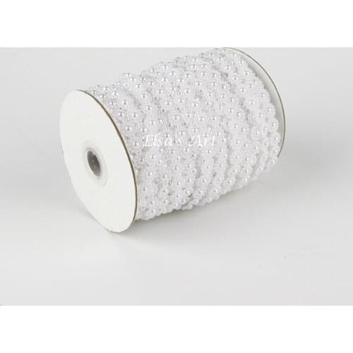 25M 82FOOT 1 Roll 10mm White Flower Pearls Bead Garland Chain Party Wedding Decoration Crafting DIY Center Candle Decor