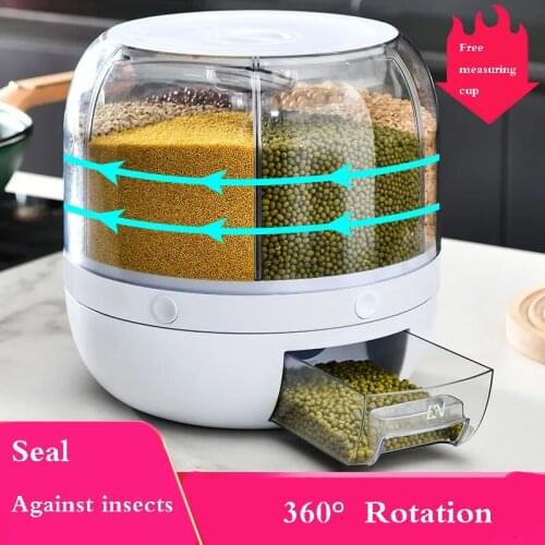 Household Kitchen Storage Bucket PET+ABS Rotatable Whole Grains Classified Package Sealed Insect-proof And Moisture-proof