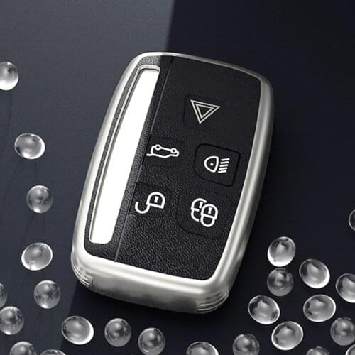 Leather Pattern Car Key Case Cover Soft TPU Car Key Bag for Land Rover Discovery V Freelander Range Rover Sport Evoque Jaguar