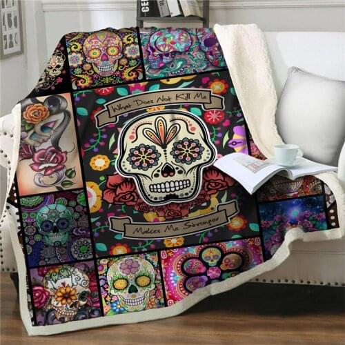 Colorful funny skulls Blanket soft Flannel Plush Blankets Throw Sofa Bed Cover warm Bedding Couch Quilt Travel Blanket Bedspread