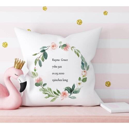 Baby Birth Announcement customized cushion cover personalized cushion pregnancy Announcement pillow case New baby gift