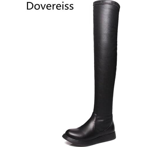 Dovereiss Fashion Womens Shoes Winter Sexy suede Elegant sexy Sheep suede Concise Mature Round toe Over the knee boots 34-40