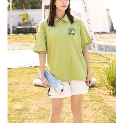 Men Women T Shirt Green Top Polo T Shirt for Women Cotton Top Korean Soft Tees Casual Tops for Female Summer Top Pluss Size